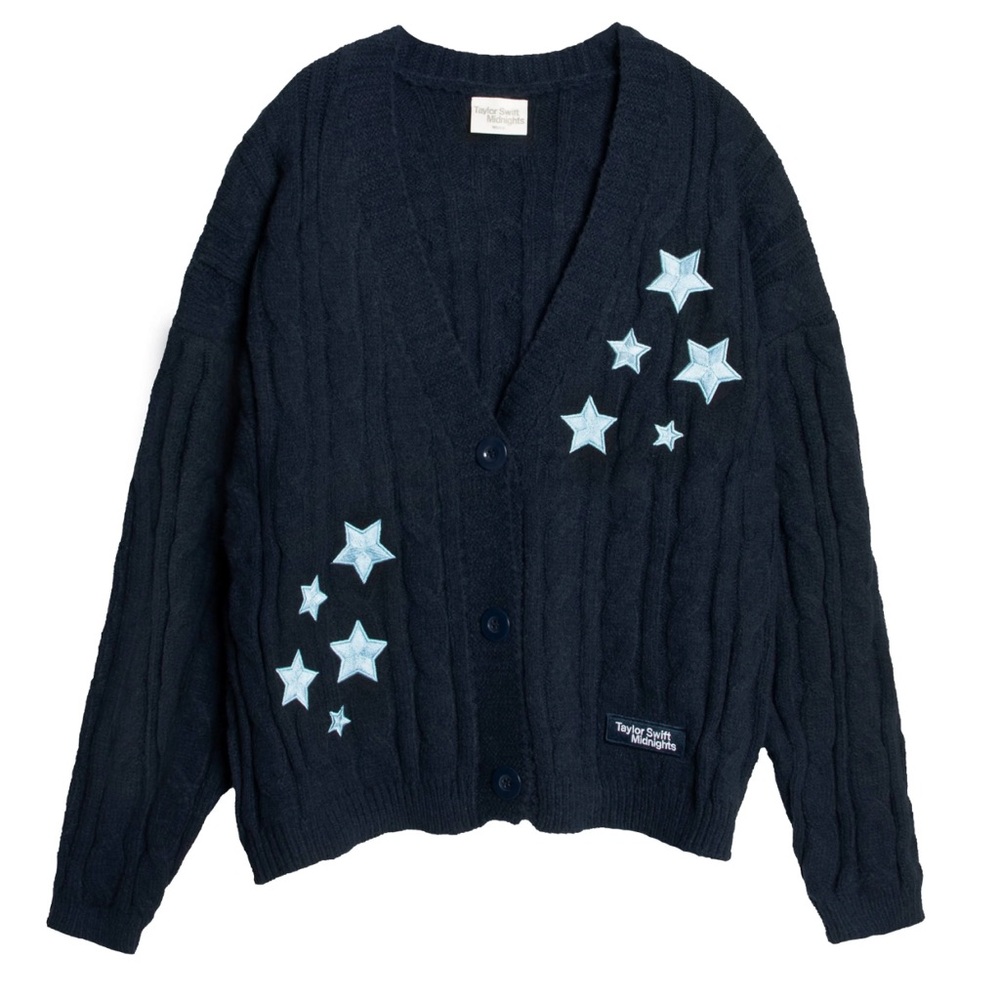 Taylor Swift Black Cardigan with Blue Stars